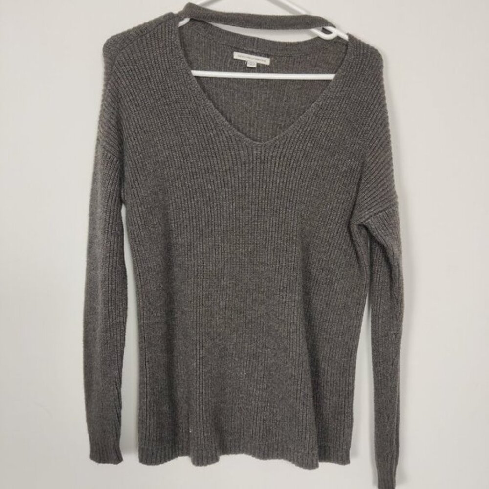 American Eagle Outfitters Women's Sweater Size S Gray Ribbed Cotton Wool Casual